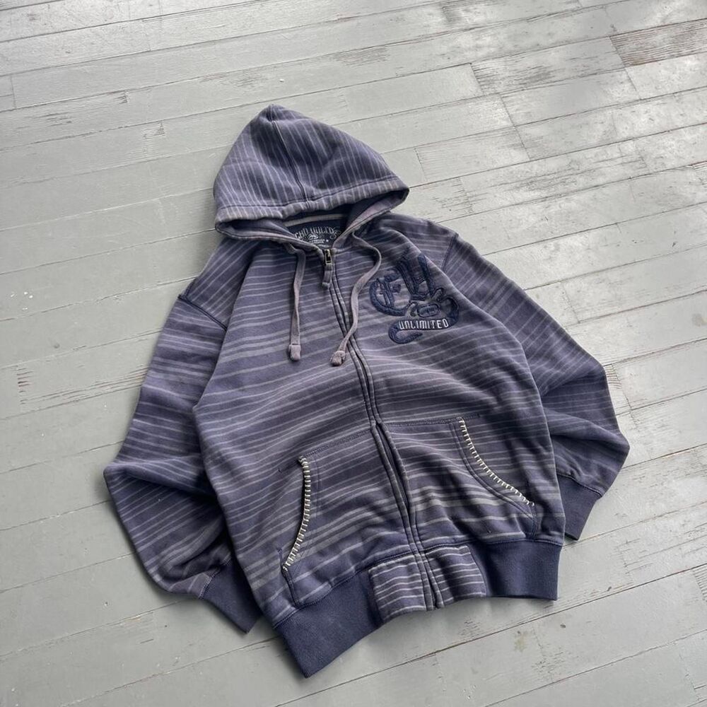 Vintage 2000s Ecko Unltd. Streetwear Y2K Striped AOP Graphic Hoodie